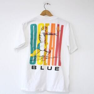 Vintage Ocean Blue Beach Volleyball T Shirt Large